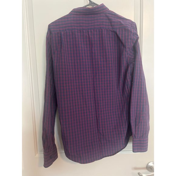 Bowery & Broome M Red and Navy Plaid Button Down Shirt - Picture 3 of 3